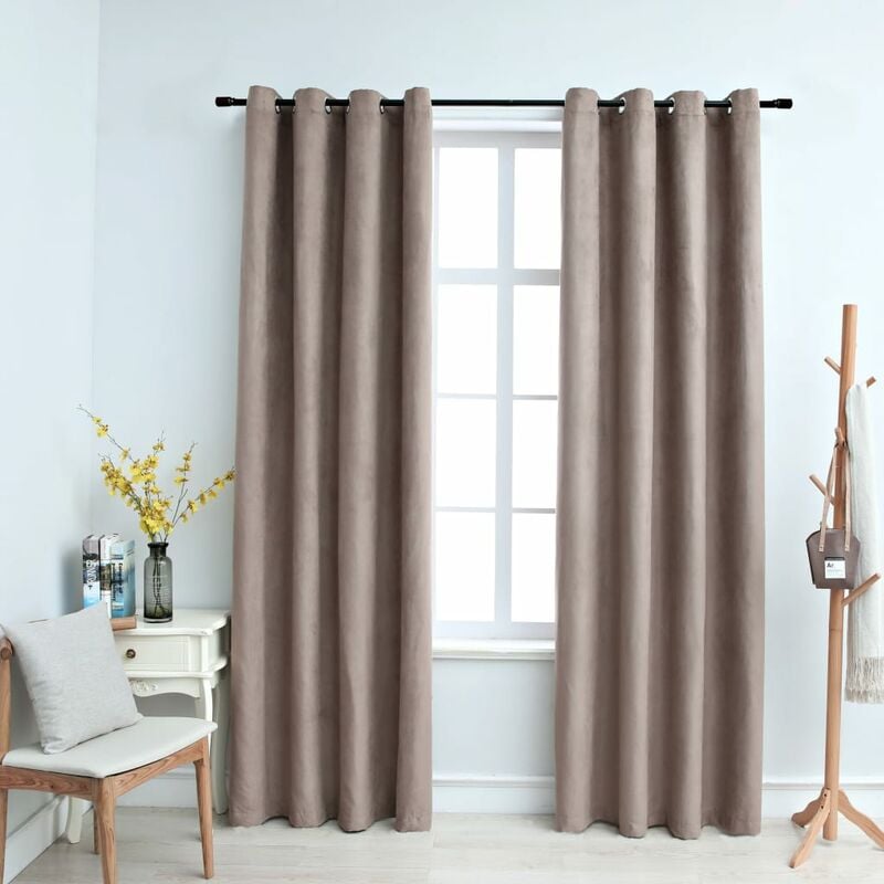 

Cortinas opacas con anillas de metal 2 pzs gris topo 140x175 cm