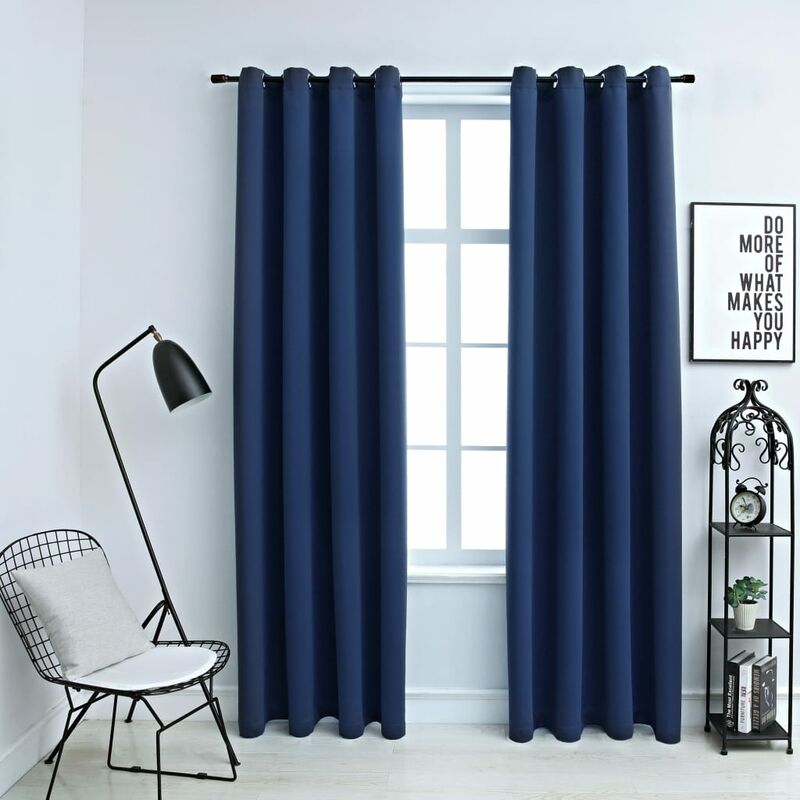 

Cortinas opacas con anillas de metal 2 uds azul 140x225 cm - Azul