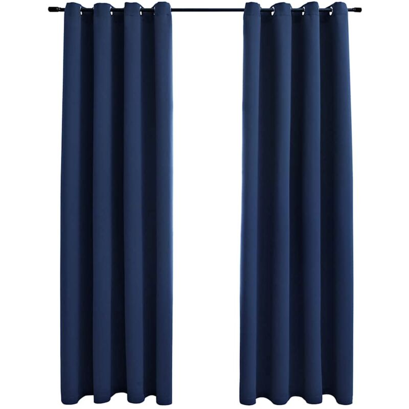 

Cortinas opacas con anillas de metal 2 uds azul 140x175 cm - Azul - Vidaxl