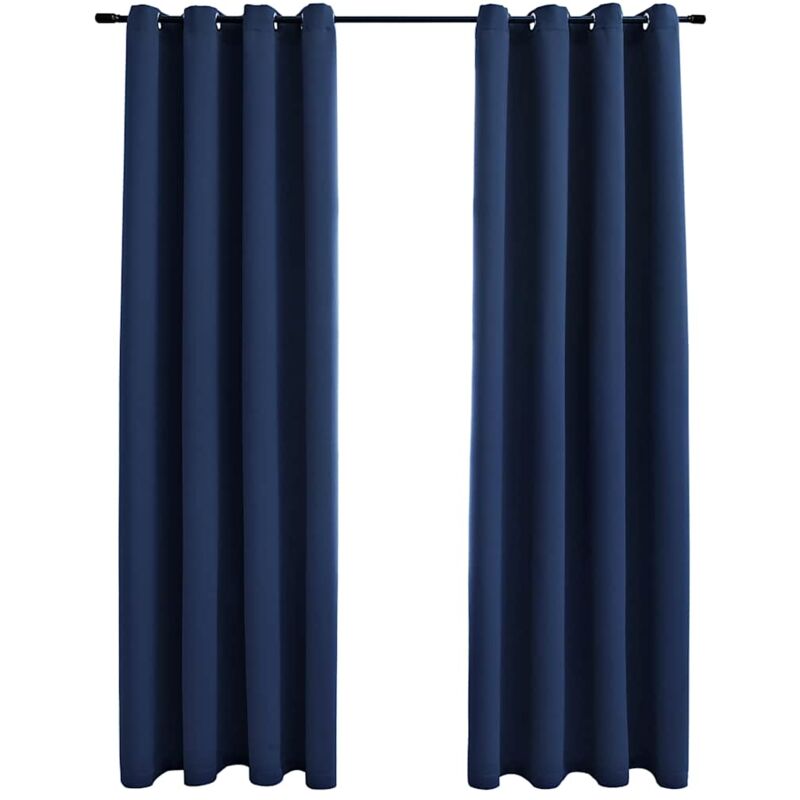 

Cortinas opacas con anillas de metal 2 uds azul 140x225 cm - Azul - Vidaxl