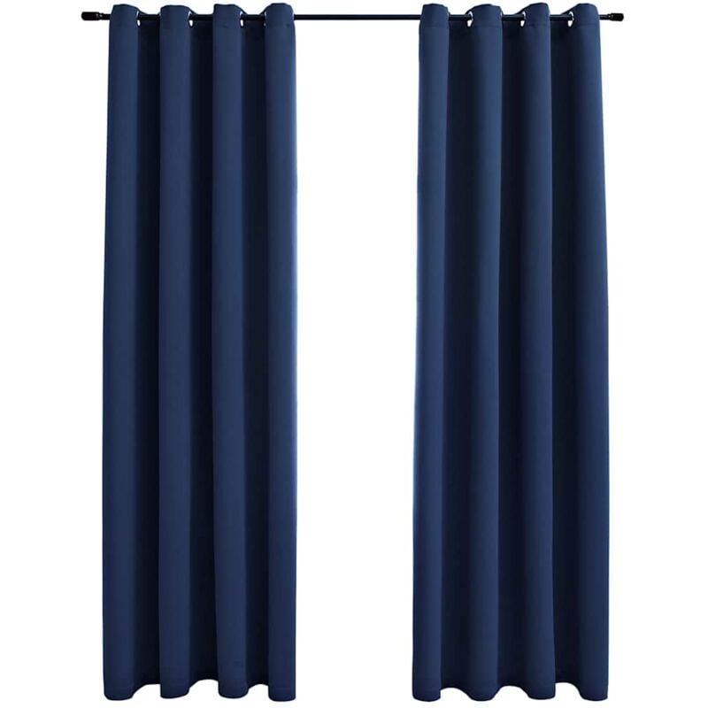 

Cortinas opacas con anillas de metal 2 uds azul 140x245 cm - Azul - Vidaxl