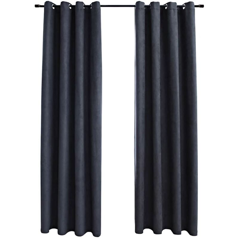 

Cortinas opacas y aros de metal 2 pzs gris antracita 140x225 cm - Antracita - Vidaxl