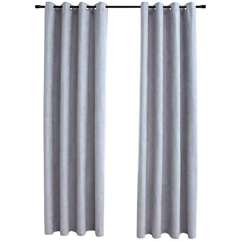 

Cortinas opacas con anillas de metal 2 piezas gris 140x225 cm - Gris - Vidaxl