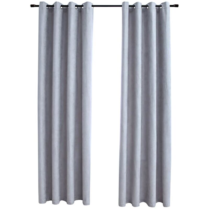 

Cortinas opacas con anillas de metal 2 piezas gris 140x245 cm - Gris - Vidaxl