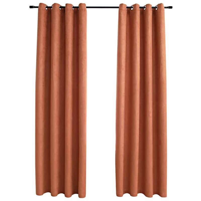 

Cortinas opacas anillas de metal 2 pzas color óxido 140x175 cm - Naranja - Vidaxl