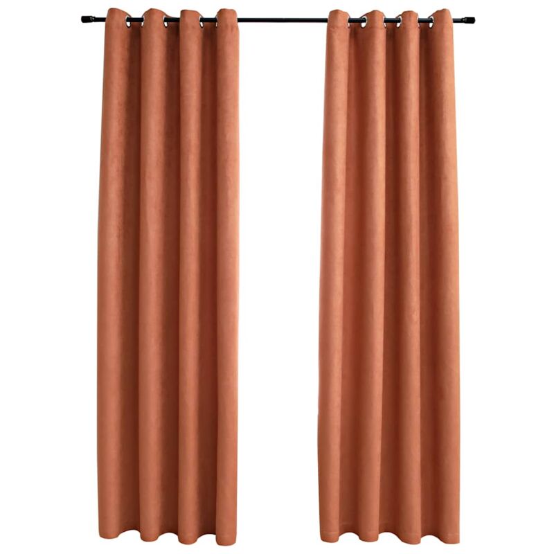 

Cortinas opacas anillas de metal 2 pzs color óxido 140x225 cm - Naranja - Vidaxl