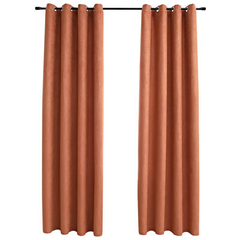 

Cortinas opacas y aros de metal 2 piezas color óxido 140x245 cm - Naranja - Vidaxl