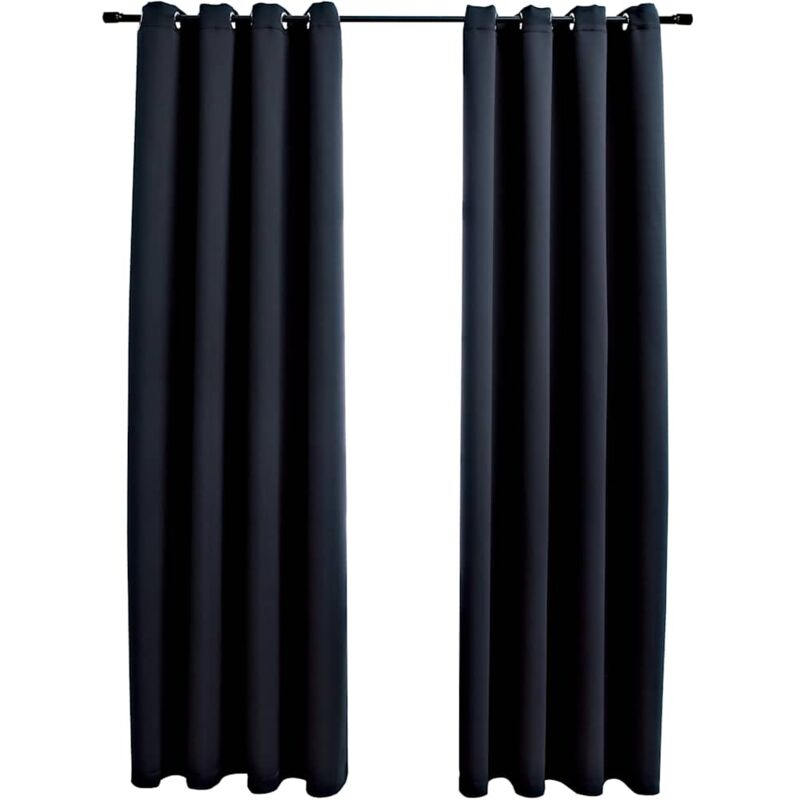 

Cortinas opacas con anillas de metal 2 piezas negro 140x175 cm - Negro - Vidaxl