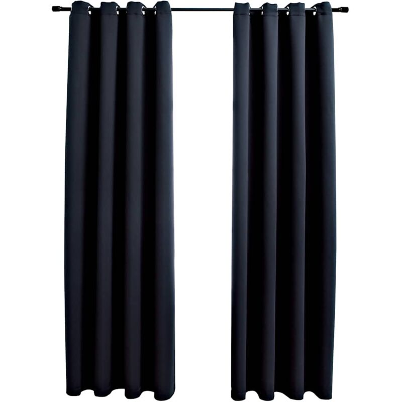 

vidaXL Cortinas opacas con anillas de metal 2 piezas negro 140x245 cm - Negro