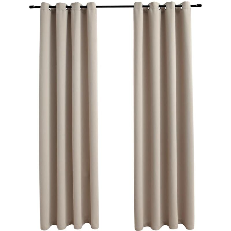 

Cortinas opacas con anillas de metal 2 piezas beige 140x245 cm - Beige - Vidaxl