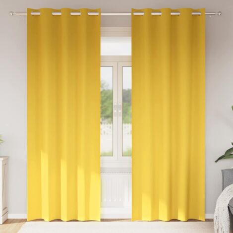 Cortinas opacas con cortinas Amarillo Mostaza Poliéster