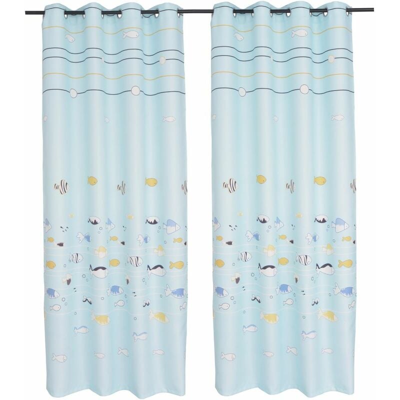 

Cortinas opacas con estampado de niños 2 piezas 140x240cm azul