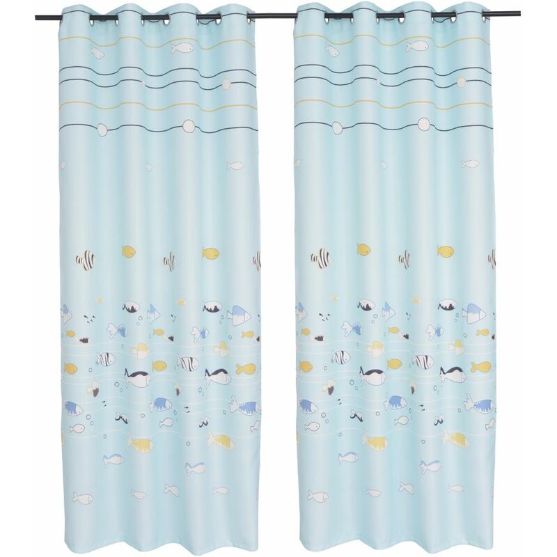 

Cortinas opacas con estampado de ninos 2 piezas 140x240cm azul