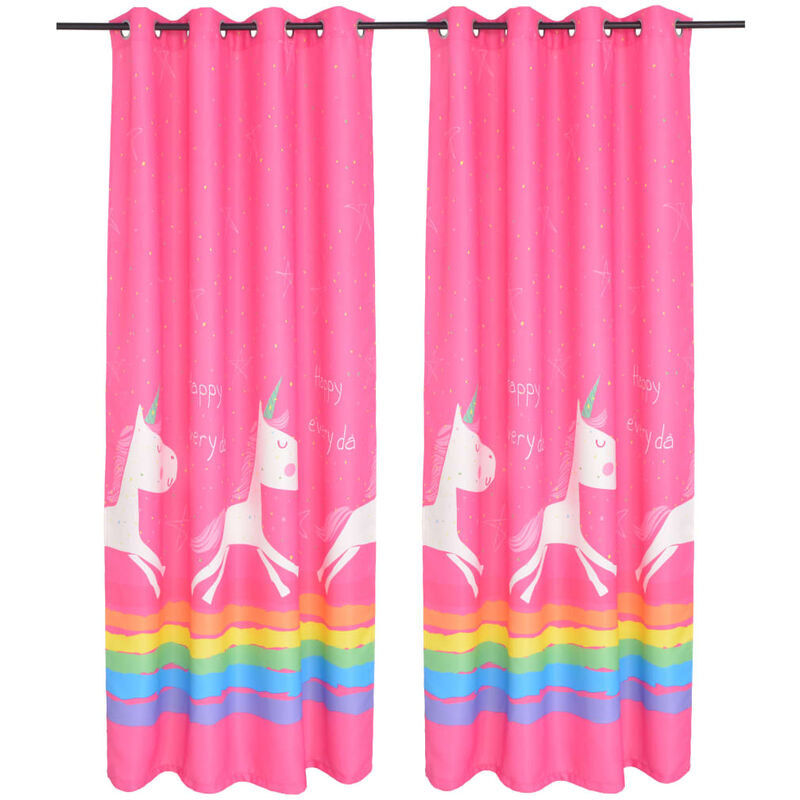 

Cortinas opacas con estampado de niños 2 piezas 140x240cm rosa - Rosa