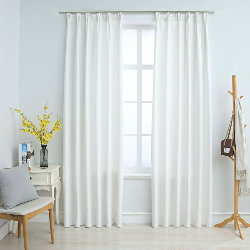 

Cortinas opacas con ganchos 2 piezas blanco crudo 140x225 cm - Blanco