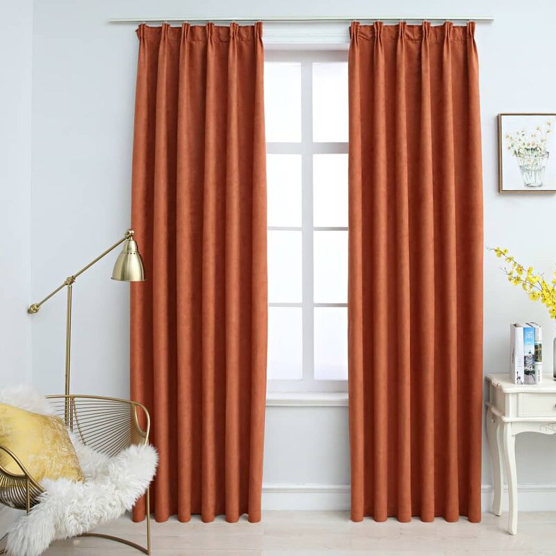 

Cortinas opacas con ganchos 2 piezas color óxido 140x175 cm - Naranja