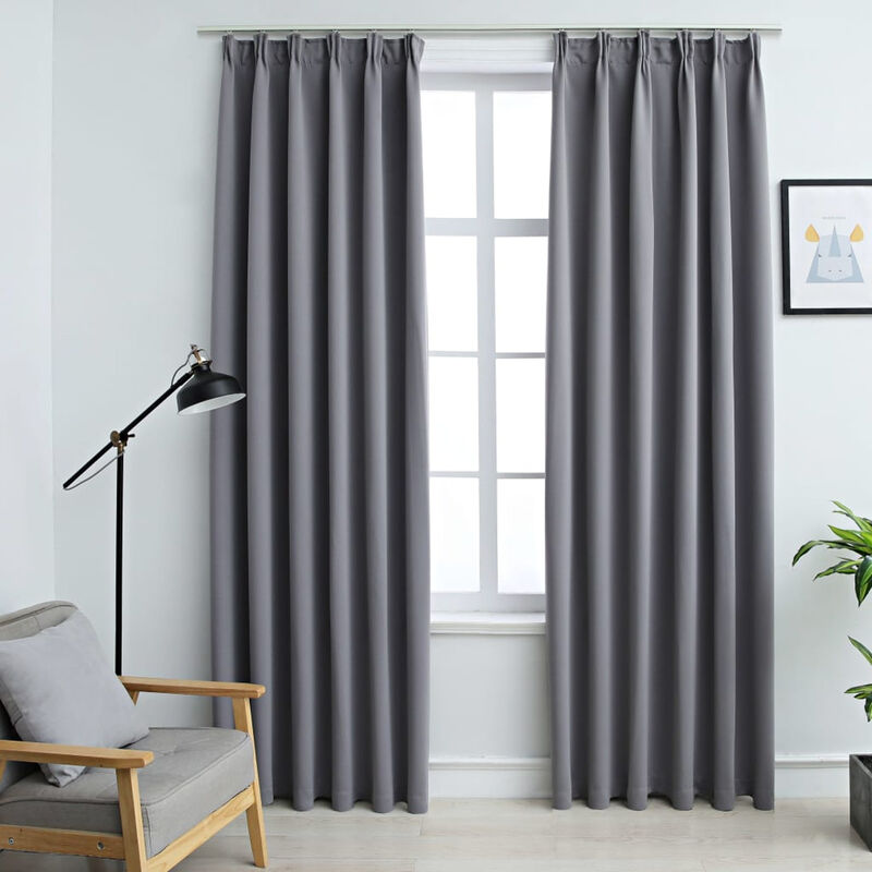 

Cortinas opacas con ganchos 2 piezas gris 140x225 cm