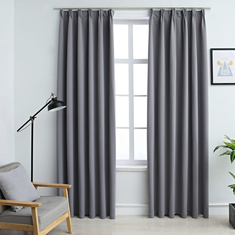 

Cortinas opacas con ganchos 2 piezas gris 140x225 cm