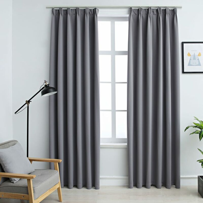 

Cortinas opacas con ganchos 2 piezas gris 140x245 cm - Gris