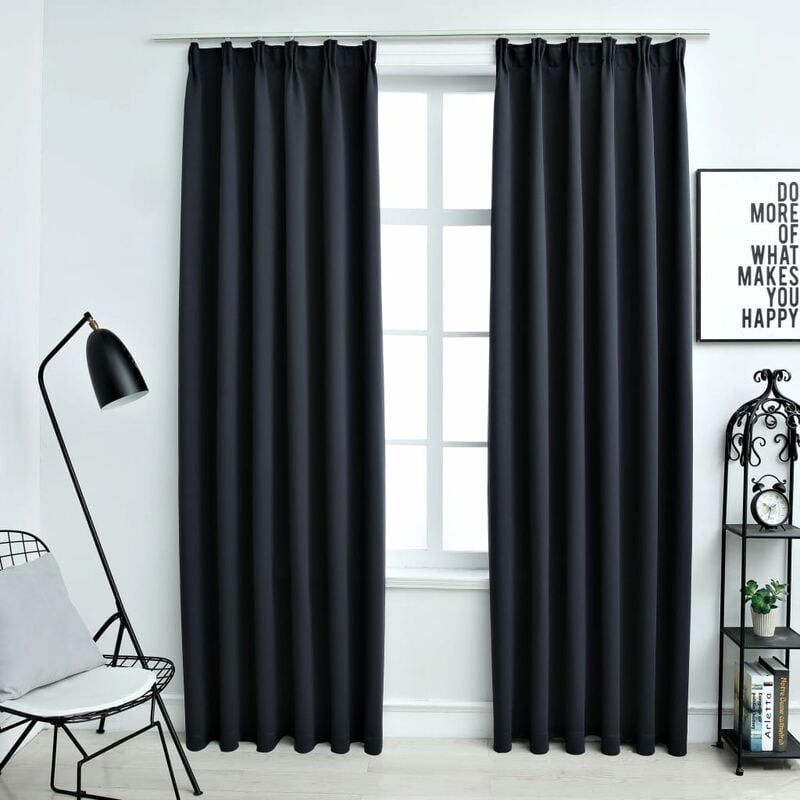 

Cortinas opacas con ganchos 2 piezas gris antracita 140x245 cm