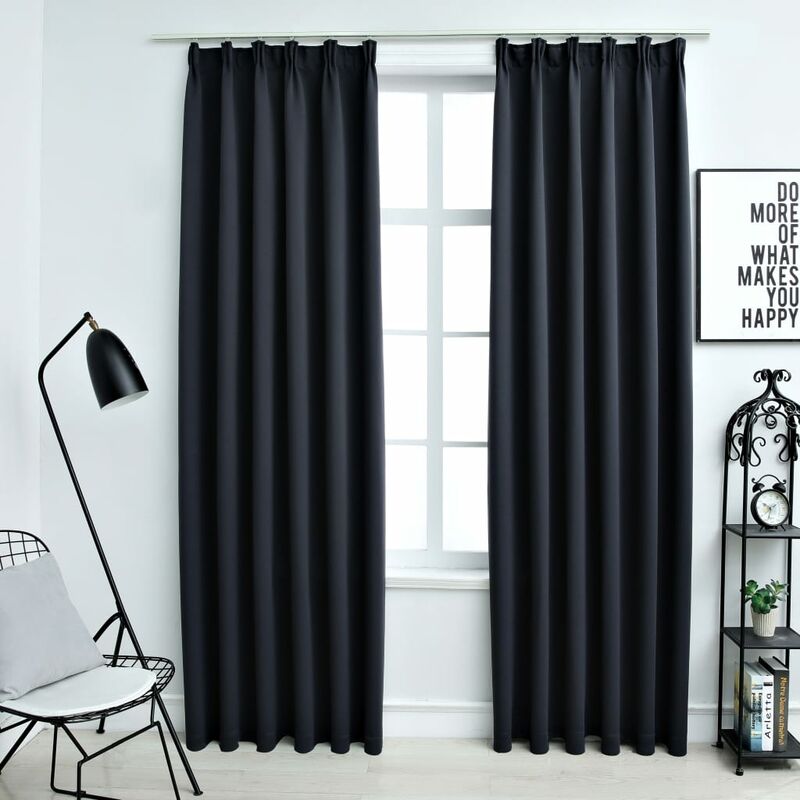 

Cortinas opacas con ganchos 2 piezas gris antracita 140x245 cm - Gris