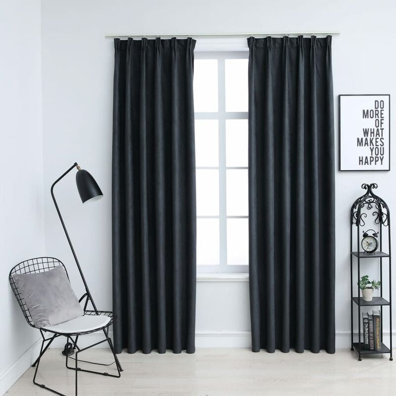 

Cortinas opacas con ganchos 2 piezas gris antracita 140x255 cm
