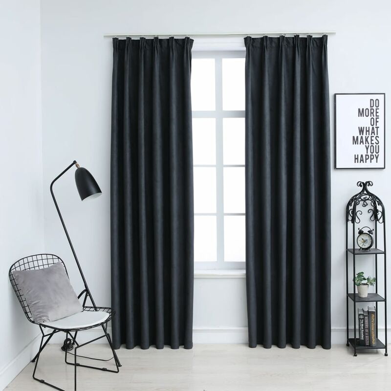 

Cortinas opacas con ganchos 2 piezas gris antracita 140x255 cm - Gris