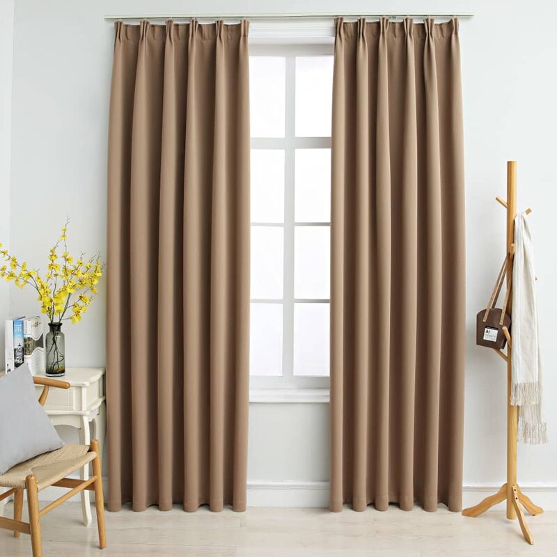 

Cortinas opacas con ganchos 2 piezas gris topo 140x175 cm - Marrón