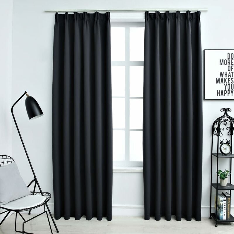 

Cortinas opacas con ganchos 2 piezas negro 140x175 cm