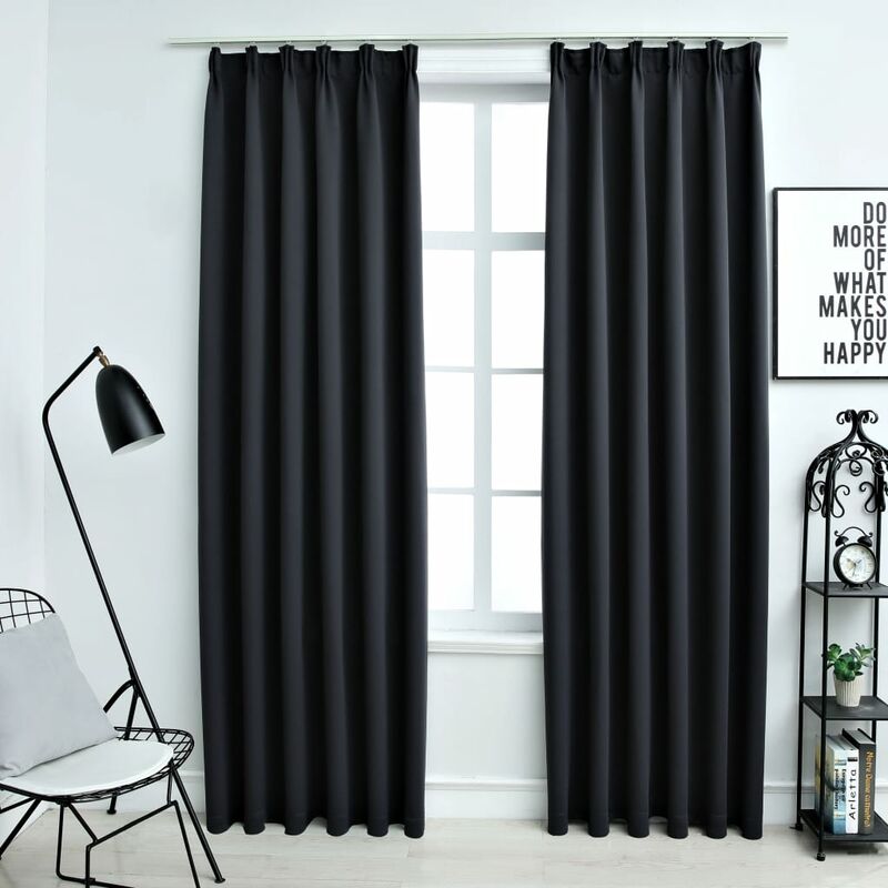 

Cortinas opacas con ganchos 2 piezas negro 140x225 cm - Negro