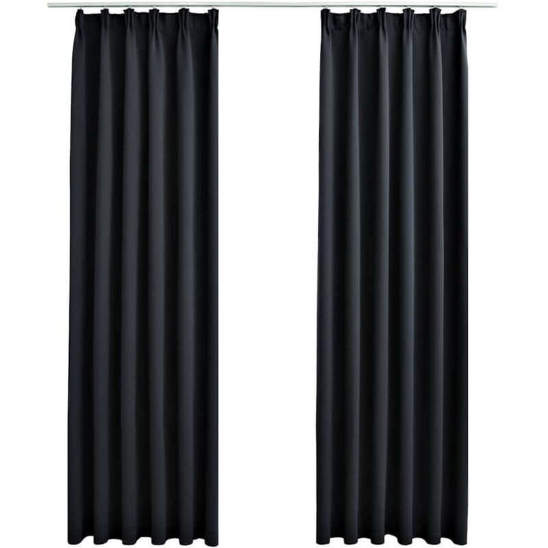 

Cortinas opacas con ganchos 2 piezas negro 140x175 cm - Negro - Vidaxl