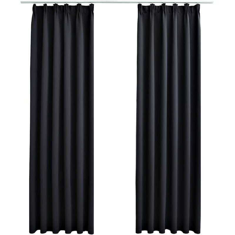 

Cortinas opacas con ganchos 2 piezas negro 140x225 cm - Negro - Vidaxl