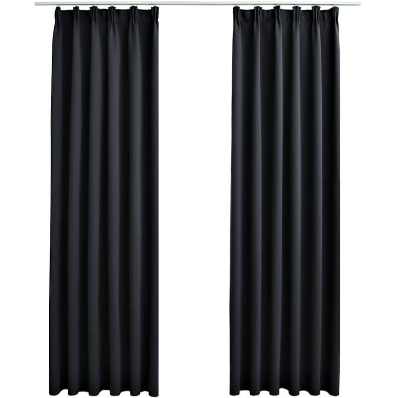 

Cortinas opacas con ganchos 2 piezas negro 140x245 cm - Negro - Vidaxl