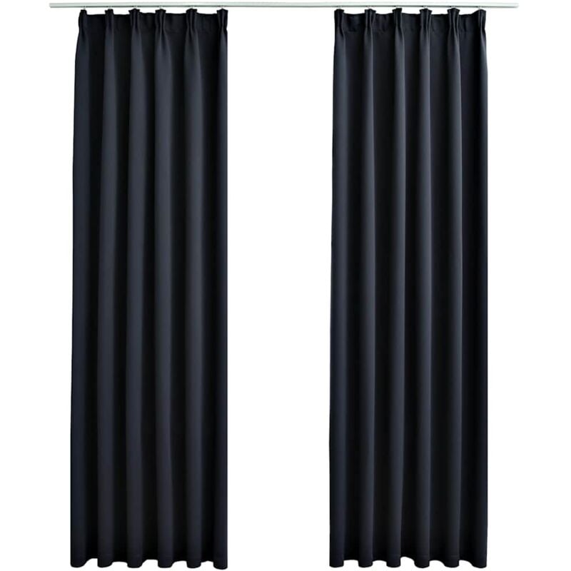 

vidaXL Cortinas opacas con ganchos 2 piezas gris antracita 140x225 cm - Antracita