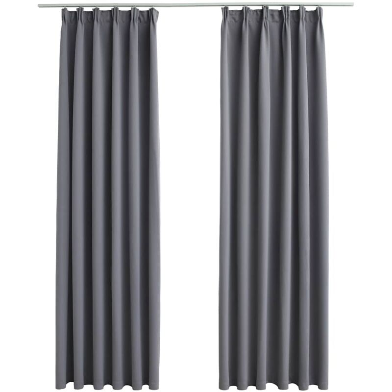 

Cortinas opacas con ganchos 2 piezas gris 140x225 cm - Gris - Vidaxl