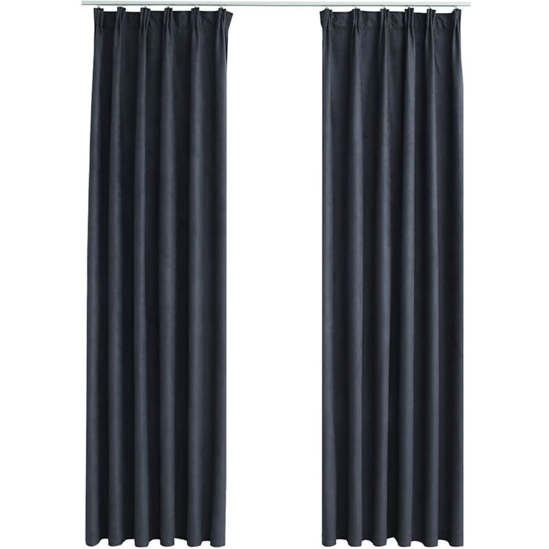 

Cortinas opacas con ganchos 2 piezas gris antracita 140x255 cm - Antracita - Vidaxl