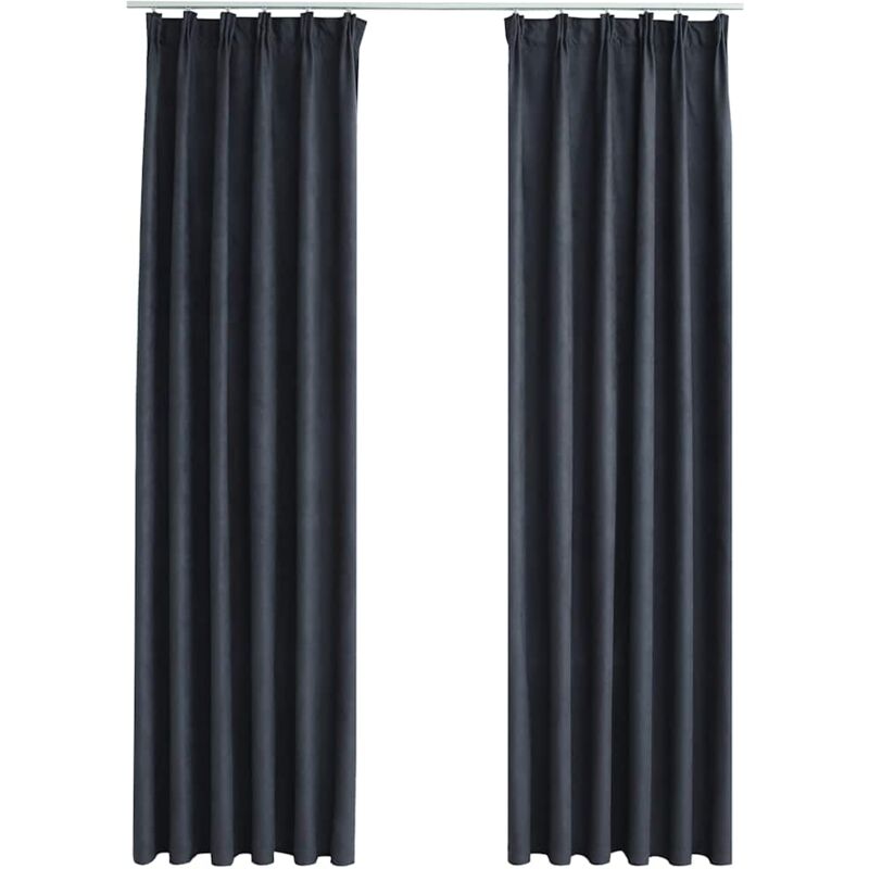 

Cortinas opacas con ganchos 2 uds gris antracita 140x245 cm - Antracita - Vidaxl