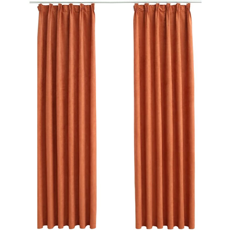 

vidaXL Cortinas opacas con ganchos 2 unidades color oxidado 140x245 cm - Naranja