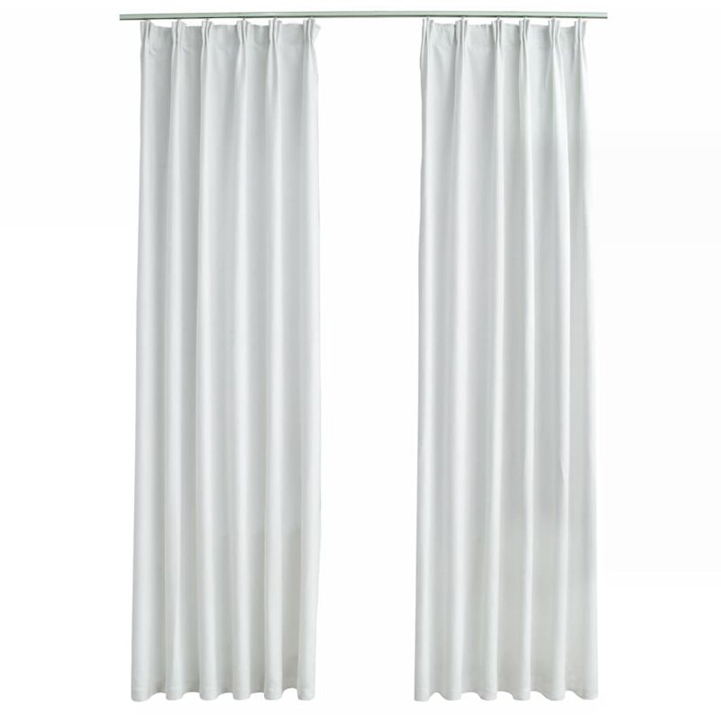 

Cortinas opacas con ganchos 2 piezas blanco crudo 140x175 cm - Blanco - Vidaxl