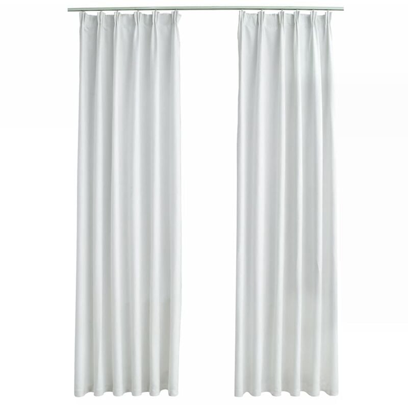 

Cortinas opacas con ganchos 2 piezas blanco crudo 140x245 cm - Blanco - Vidaxl
