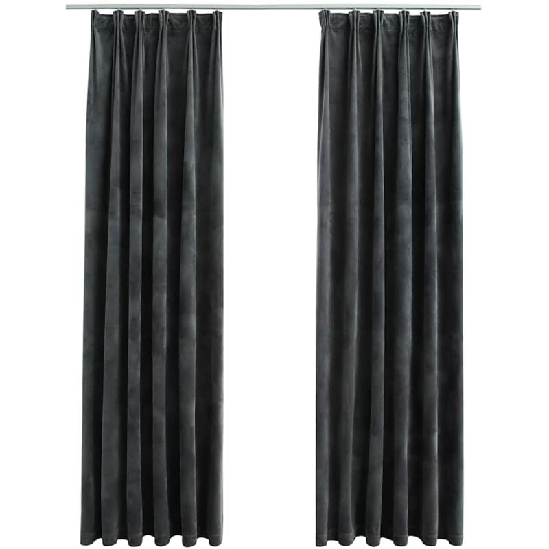 

Cortinas opacas y ganchos 2 pzas terciopelo antracita 140x225cm - Antracita - Vidaxl