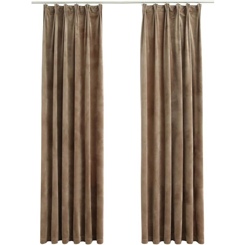

Cortinas opacas con ganchos 2 pzas terciopelo beige 140x175 cm - Beige - Vidaxl