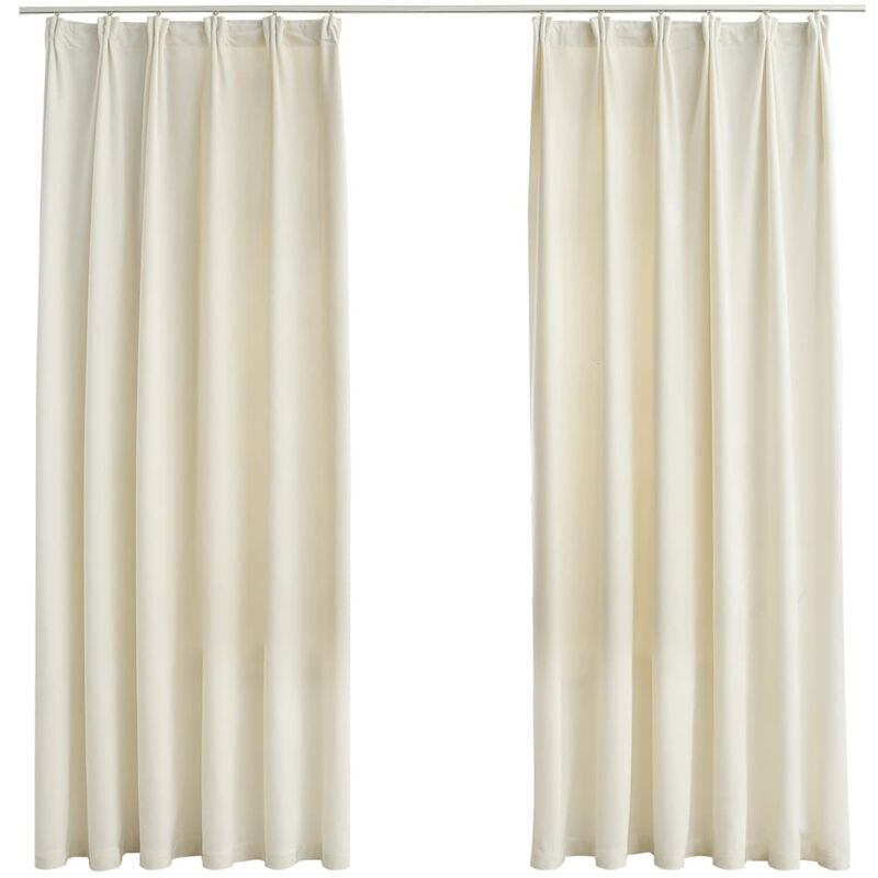 

Cortinas opacas con ganchos 2 pzas terciopelo crema 140x175 cm - Crema - Vidaxl
