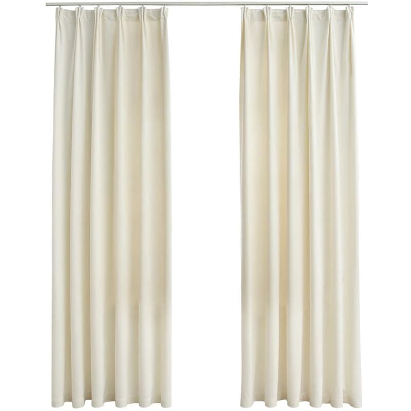 

Cortinas opacas con ganchos 2 pzas terciopelo crema 140x225 cm - Crema - Vidaxl