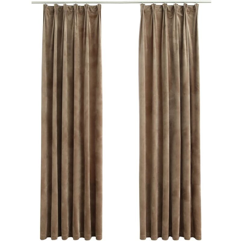 

Cortinas opacas con ganchos 2 pzas terciopelo beige 140x175 cm