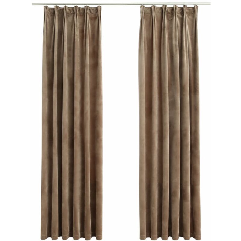 

Cortinas opacas con ganchos 2 pzas terciopelo beige 140x225 cm