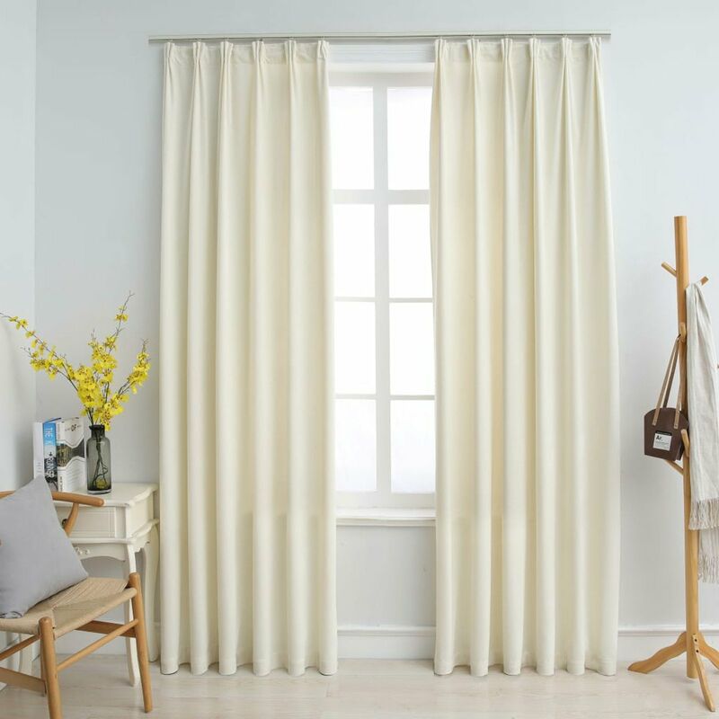 

Cortinas opacas con ganchos 2 pzas terciopelo crema 140x225 cm