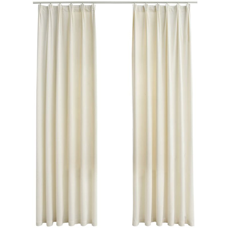 

Cortinas opacas con ganchos 2 pzas terciopelo crema 140x245 cm