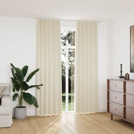 Cortinas opacas con ganchos 2 pzas terciopelo crema 140x245 cm