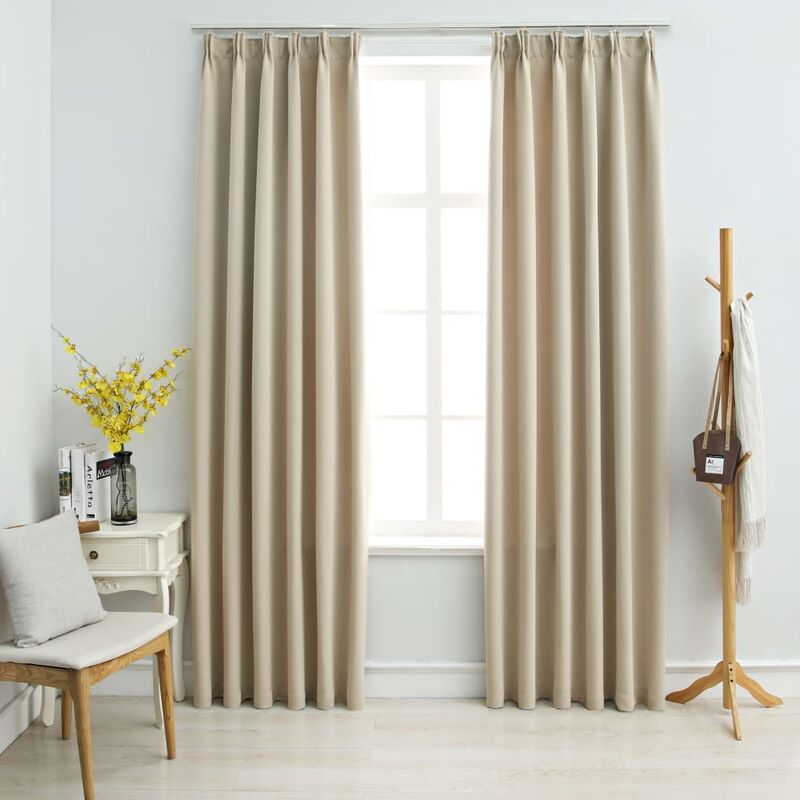 

Cortinas opacas con ganchos 2 unidades beige 140x175 cm - Beige